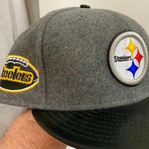 New Rare Pittsburgh Steelers New Era "Leather Melt 59Fifty Fitted Throwback Hat